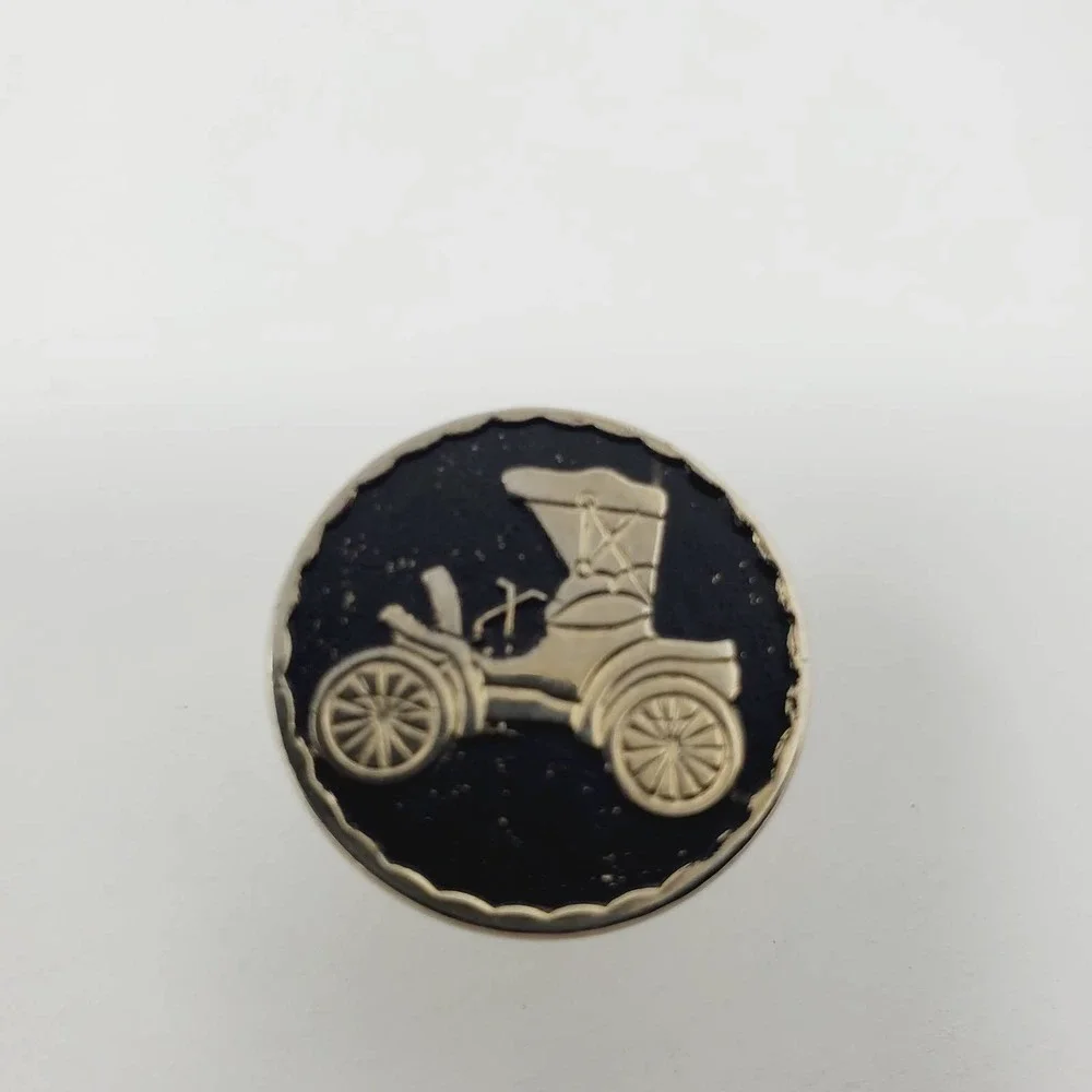 Vintage Old Modern Car Automobile Round Metal Cufflinks Set of 2